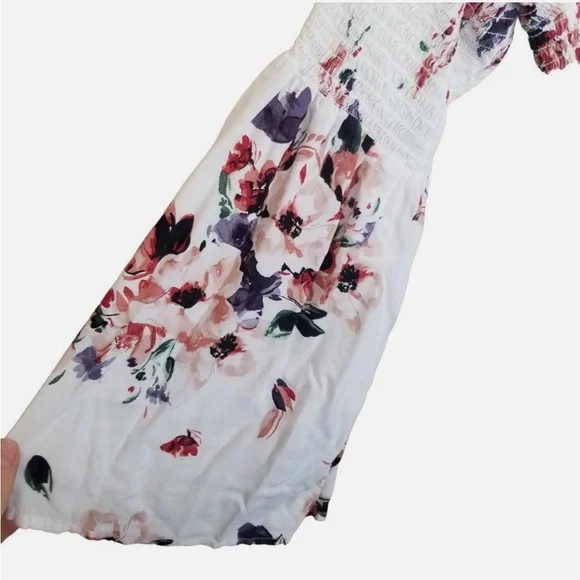 Torrid Top Plus Size Top Floral Blouse Women 1X White Off Shoulder Blouse Smock - Picture 5 of 5